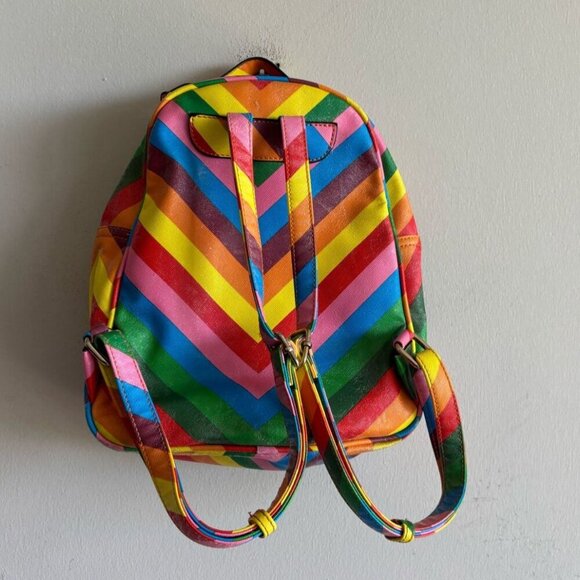 Tropea Women Faux Leather Rainbow Design Backpack Multi Color 10x6 - Picture 13 of 13